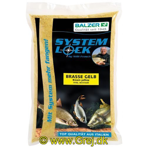 4005652153551 - System Lock foder - Vægt:1000g. - Farve:Gul - Smag/duft:Bream - 001 8488 002<br>Those who fish with a system catch more! We adapted the high-quality flours, aromas and colours optimally for the respective target fish. The feed forms clouds and has a great luring effect.