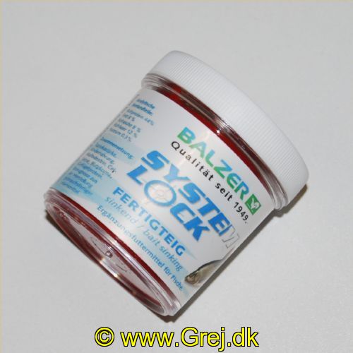 4005652169781 - System Lock ready-made dough - Vægt:100g. - Farve:Rød - Baittype:Synkende - Smag/duft:Bream - 001 8479 003<br>Very catchy ready-made paste prepared according to proven recipes. The dough is enriched with lots of amino acids and intense, natural flavors. Despite its flexibility the dough adheres very well on the hook.