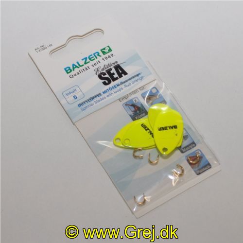 4005652186825 - Edition Sea, fladfiske spoon blade med eyelets - Længde:8cm. - Farve:Gul, UV - 001 4732 142<br>Useful accessories for all anglers, who want to construct their own systems or in order to refine existing leaders individually.