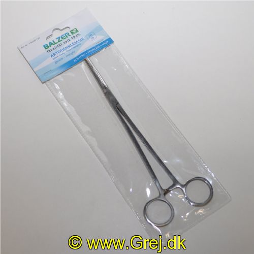 4005652188041 - Arterieklemme, lige - Længde:20cm. - Farve:Sølv - 001 8437 120<br>Artery clamp straight tip 20cm
