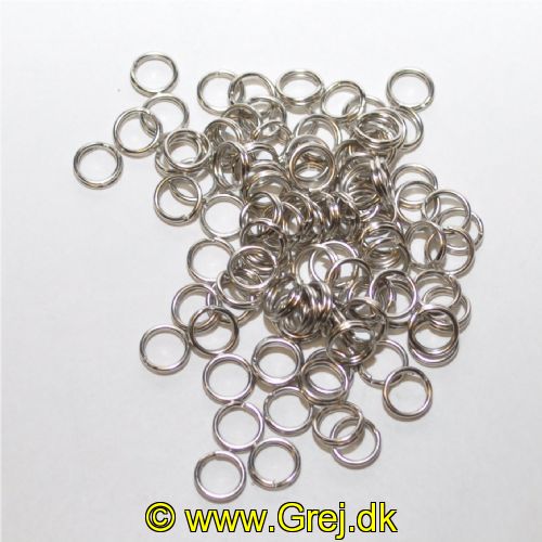 4005652190204 - Nikkel splitring, 100stk. - Brudstyrke:8kg. - 001 4451 108<br>Nickel Springring 8mm (Indvendig: 6mm)