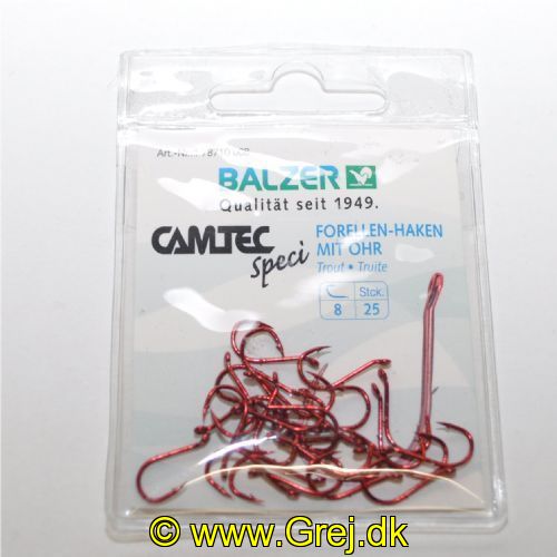 4005652293066 - Camtec Speci ørredkrog med øje - Farve:Rød - 001 7871 008<br>Camtec Speci Trout red #8