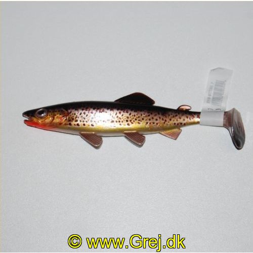 4005652812090 - Clone Shad, UV - 150mm. - Vægt:26g. - Farve:Brown Trout - 001 3677 615<br>Shirasu Clone Shad: the shad from another dimension. 
Forms from the 3D printer: Zander, chub, trout, bream, coarse fish and pike - with the appropriate decor in natural colours or UV. 3D material photo print Design. UV active. Realistic running characteristics.