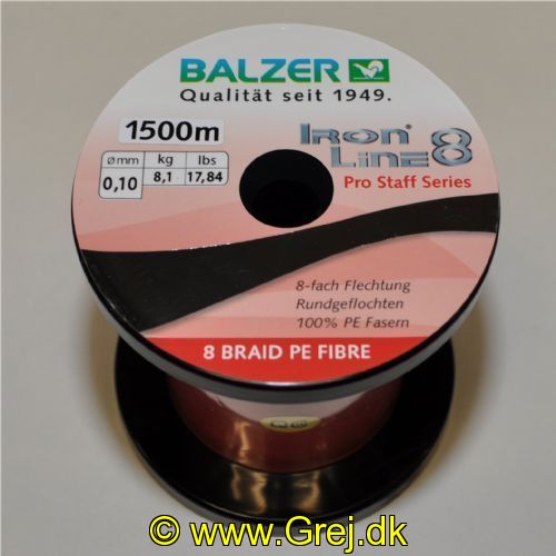 4005652815701M - Iron Line Pro Staff 8x fletline - Brudstyrke:8.1kg. - 0,08mm  - Farve:Rød - Vælg antal meter (Min. 100 meter) - 001 2657 010
