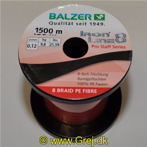 4005652815718M - Iron Line Pro Staff 8x fletline - Brudstyrke:9.8kg. - 0,12mm  - Farve:Rød - Vælg antal meter (Min. 100 meter) - 001 2657 012