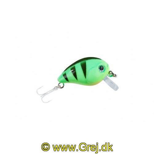 4005652817194 - Colonel UV Striker, Gnome - 28mm. - Vægt:2.7g. - Farve:Green Firetiger - arbejdsdybde20cm - Baittype:Flydende - 001 3466 013<br>Colonel UV STRIKER - luring hardbaits at affordable prices. The brand new Colonel UV Striker impress with great new decors that are currently fished in Japan and the United States. In addition to the good running properties, the secret of these hardbaits is that they are all UV active. Especially in murky water and at dusk an immense advantage. All hardbaits are equipped with matt silver chemically sharpened round-bent treble hooks. 
A genuine devil particularly for trout. But it is also great for perch and chub! Type: floating. Immersion depth: 0.2m.
