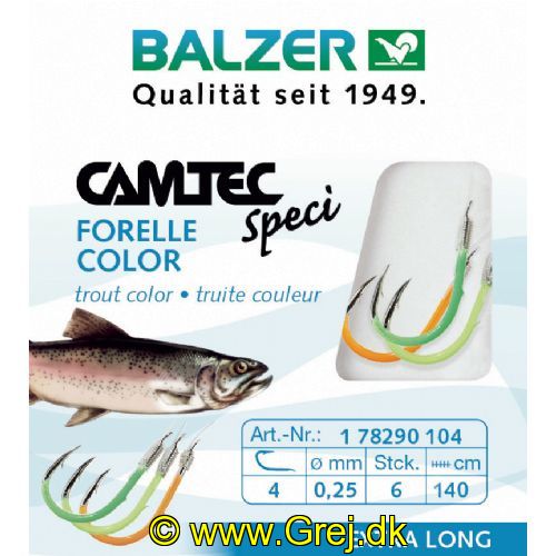 4005652817590 - Camtec Speci ørredforfang med UV-krog - Længde:140cm. - 001 7829 108<br>Camtec Trout colored, leader length 140cm UV #8
