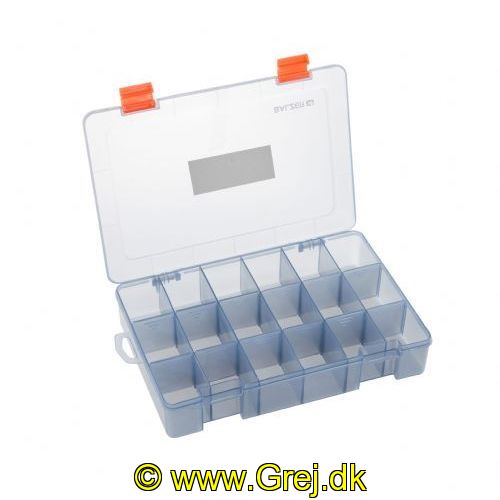 4005652818719 - Shirasu grejæske - Farve:Transparent - 001 1936 300<br>Shirasu Tackle box, which feature a large number of compartments, making them ideal for tackles such as swivels, hooks, lures and so on. Thanks to the removable compartment separators, the compartments can be individually enlarged. The boxes are protected against UV light, so that the tackle does not fade even in strong sunlight. With 18 variable compartments.