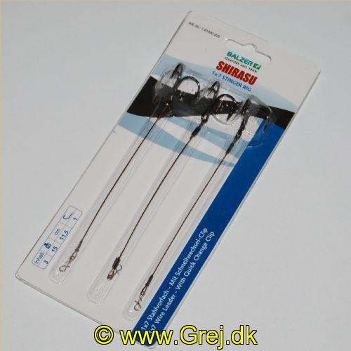4005652828985 - Shirasu Stinger Rig med snap hægte, 1x7 - 115mm. - 001 6103 205<br>There are days on which the predator fish bite extremely cautiously and the missed bite rate is high. On such days an stinger hook leader with an additional treble hook should be used! With a quickrelease clip for hanging up.