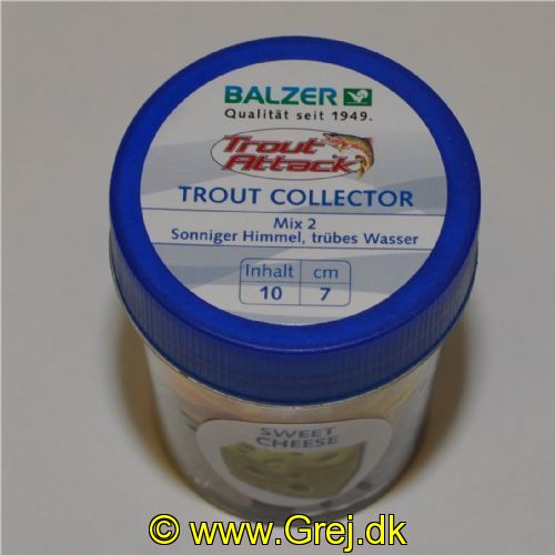 4005652829449 - Trout Collector, Trout Worms med duft - 70mm. - Vægt:1.5g. - Farve:Mix 2 - Smag/duft:Ost - 001 6069 207<br>Our Trout Collector series offers a well thought-out complete program for eminently successful fishing with softbait for trout. In addition to various softbait, we offer a selection of special hooks that are already fitted with tungsten heads. With our softbaits, the main axes are not round, but flattish, and there’s a generous distance between the slats. This design gives the Trout Collectors a unique flexibility. The baits are floaters, and when used with our tungsten hooks of varying weights, every layer of water can be fished. Our classic, which, with its slim Pin Tail and colour combinations, becomes a universal weapon. It’s most effective when the fish are reasonably active. To make your selection easier, our Trout Attack Team has put together 4 different mix packs. Each 5cm and 7cm and 4 flavors (garlic, fish, pellet and - new in the range - sweet cheese). Each assortment contains 10 Trout collectors (5 colours of 2 pieces each). Supplied in vacuum-sealed transparent boxes.