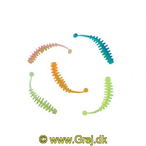 4005652834153 - Trout Collector, Pinball - 50mm. - Vægt:1.0g. - Farve:Mix 4 - Smag/duft:Ost - 001 6088 405<br>With our softbaits, the main axes are not round, but flattish, and there’s a generous distance between the slats. This design gives the Trout Collectors a unique flexibility. The baits are floaters, and when used with our tungsten hooks of varying weights, every layer of water can be fished. Thanks to the ball on its tail, it still weaves seductively even at ultra-slow speed. Especially on difficult days when the trout are slow to rouse, it’s the key to success. A further highlight is the way the colours of these softbaits are structured: The upper part of the body is UV-active, while the lower part is fluorescent and luminous. This combination creates a very high contrast in the water and is a real weapon! To make your selection easier, our Trout Attack Team has put together 4
different mix packs. Each 5cm and 7cm and 2 flavors (garlic and sweet cheese). Each assortment contains 10 Trout collectors (5 colours of 2 pieces each). Supplied in vacuum-sealed transparent boxes.