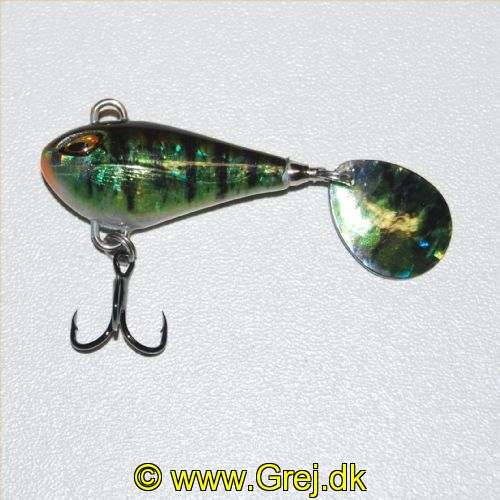 4005652834450 - Shirasu Spin Buddy Evil Eye - 35mm. - Vægt:6g. - Farve:Perch, UV - 001 3662 602<br>The new generation of our Spin Buddies has undergone a complete keelhaul. In addition to the newly designed aerodynamic body with the evil eye, the Spin Buddies have a ball-bearing-mounted swivel that joins the spinner blade to the body (an exception being the 8g version, which has Micro Hyper swivel). As a result, the blade rotates at the slightest tug on the line and of course also as it’s sinking. In addition to the natural décors, the new Spin Buddies are now also available in terrific UV-active colours. The highlights are the three natural décors: They are coated with invisible UV paint, which can be seen only under UV light. Spin Buddies in a weightier version with a lead body and in a light version
with a plastic body.
