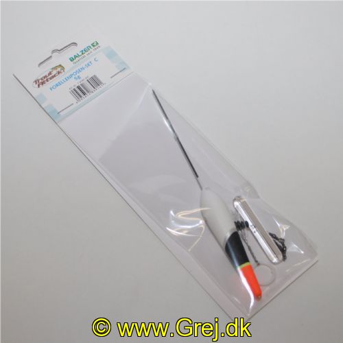 4005652839141 - Trout Attack, C. Slim Jim flåd med glaslod og gummistoppere - Vægt:5g. - 001 6090 205<br>First-class float sets consisting of high-quality trout floats with small bodies, matching glass weights, triple swivels and line stoppers.