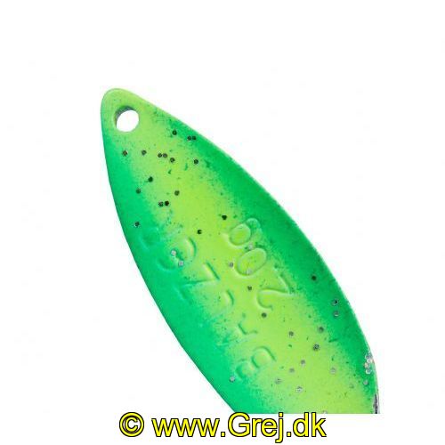 4005652845630 - Metallica ICE Spoon - 27mm. - Vægt:2g. - Farve:Sølv/grøn - 001 6098 201<br>Our new spoons with a triple appeal. Copious particles that look like small scales glitter on the anodised upper surface. The colour contrast is then found on the reverse. Incredibly successful!