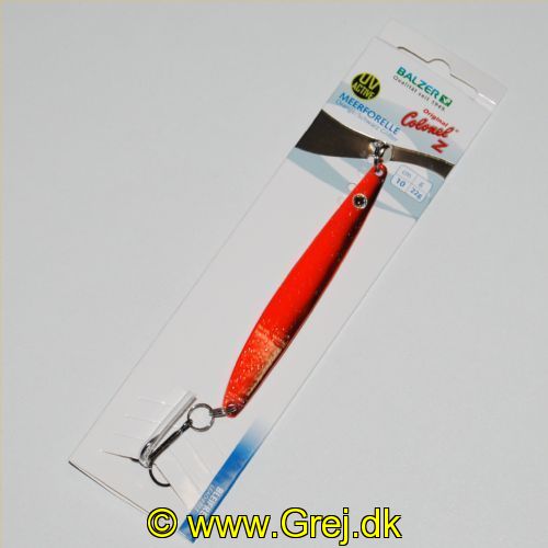 4005652855608 - Colonel Z havørred spoon, UV - 10mm. - Vægt:22g. - Farve:Orange/sort - 001 3367 022<br>Excellent seatrout lures made of zinc-alloy in attractive colours. Needle-sharp treble hooks with double split ring minimises the drop-out rate.