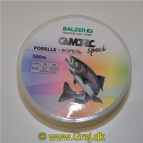 4005652857480 - Camtec Speci monofil line - Rullekapacitet:500M. - Brudstyrke:5.7kg. - Farve:Transparent - Variant:Trout - 001 2172 025<br>Camtec Speci Line: The newly launched Camtec Speci lines with new attractive spools and new target fishes/types of fishing such as perch and feeder.