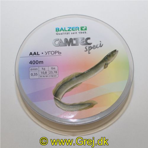 4005652857633 - Camtec Speci monofil line - Rullekapacitet:400M. - Brudstyrke:10.8kg. - Farve:Brun - Variant:Eel - 001 2178 035<br>Camtec Speci Line: The newly launched Camtec Speci lines with new attractive spools and new target fishes/types of fishing such as perch and feeder.