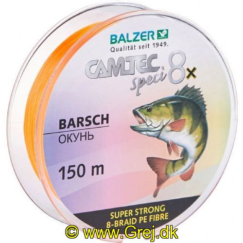 4005652859545 - Camtec Speci 8x fletline - Rullekapacitet:150M. - Brudstyrke:7.5kg. - Farve:Orange - Variant:Perch - 001 2074 010<br>Speci 8x: our new line with 8-fold braiding and a sensational price/performance ratio!
Our Speci line is now also available as an 8-fold high-performance line which is in terms of colors and diameter precisely tailored to the respective target fish or fishing method. 
The lines are made of 100% PE fibers! 

Features: 8-fold braiding, Round braiding, 100% PE fibre, High load-bearing capacities, Soft surface, High abrasion resistance, Extremely little stretching, UV protected.
