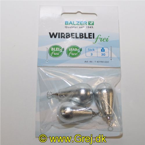 4005652863252 - Swivel Synk - Vægt:30g. - 001 4019 030<br>Non toxic leadfree weights made of zinc.