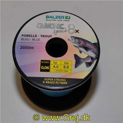4005652869599M - Camtec Speci 8x - Tykkelse: 0,06mm - Styrke: 4,0 kg - Farve Blå - Vælg antal meter (Min 100m)
