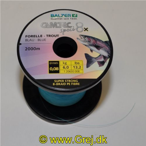4005652869605M - Camtec Speci 8x - Tykkelse: 0,08mm - Styrke: 6,0 kg - Farve Blå - Vælg antal meter (Min 100m)