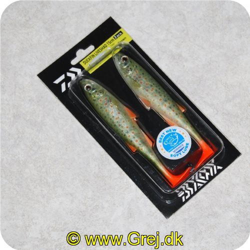 4027093674839 - Daiwa Duckfin Liveshad 15cm - 28g - 2 stk - Live Brown Trout (Bækørred) - Under langsom og hurtig indspinning arbejder Duckfin halen lokkende med store udsving - Ægte 3D øjne