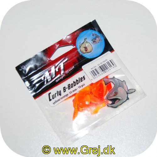 4029569226160 - Magic Trout Curly B-Bobbles - orangee/yellow (orange/gul) - 35mm - 10 stk - Duft: Hvidløg