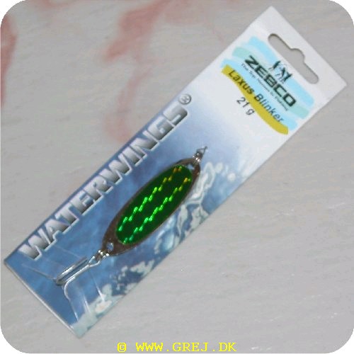 4029569303045 - ZEBCO Laxus Blinker - 21 grams Kyst-blink i Sølvblank med stærk grøn farve