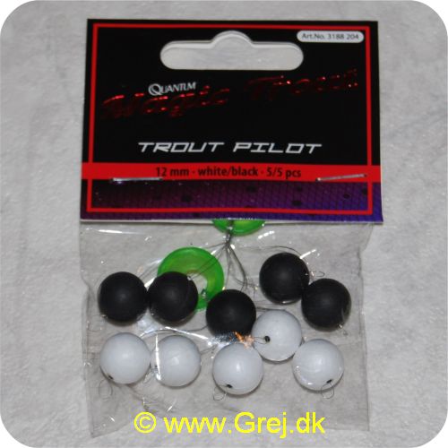 4029569322657 - Zebco Magic Trout Pilot kugler 12mm - 5 hvide og 5 sorte - runde