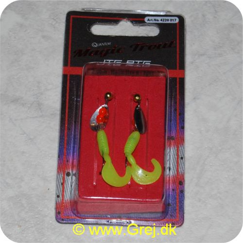 4029569422197 - Magic Trout Jig-Rig - Krogstr. 6 - line 2.00m/0.20mm - 2 stk - Hver rig har 2 perler. 1 lille sølvblad og krog med Chartreuse Jighale 