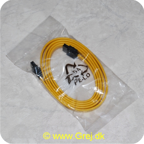 4040849950254 - SATA 6 kabel på 1m med kliklåse på begge ender, i farven gul