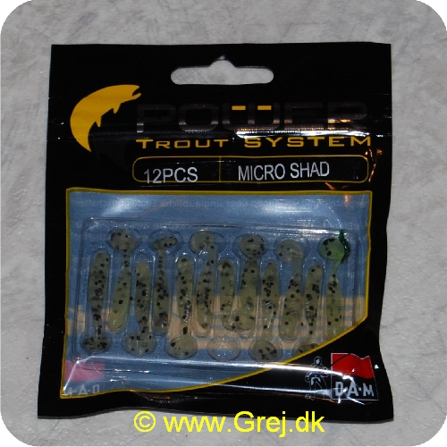 4044641093003 - Power Trout system Micro Shad - 12 stk - Plettet Brun - Små bløde softbaits. der sættes på krogen