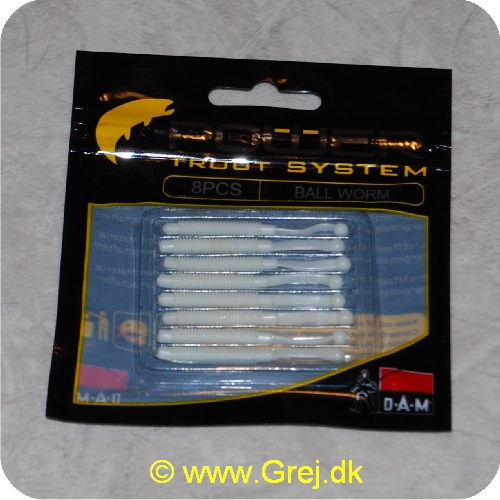 4044641093096 - Power Trout system Ball Worm - 8 stk - Fluo Hvid - Små bløde softbaits. der sættes på krogen