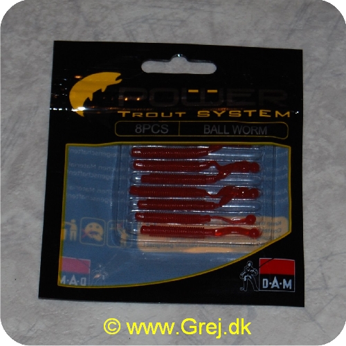 4044641093119 - Power Trout system Ball Worm - 8 stk - Ruby Rød - Små bløde softbaits. der sættes på krogen