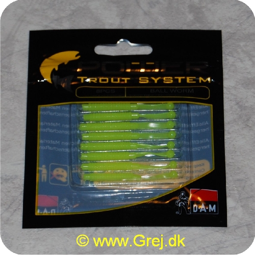 4044641093140 - Power Trout system Ball Worm - 8 stk - Neon Grøn - Små bløde softbaits. der sættes på krogen