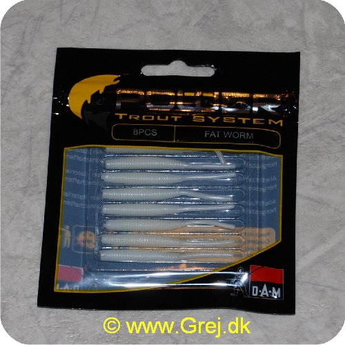 4044641093164 - Power Trout system Fat Worm - 8 stk - Fluo Hvid - Små bløde softbaits. der sættes på krogen