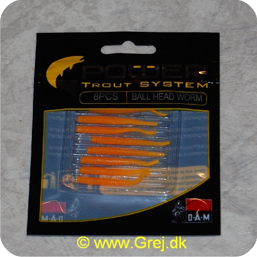 4044641093225 - Power Trout system Ball Head Worm - 8 stk - Goldfish - Små bløde softbaits. der sættes på krogen