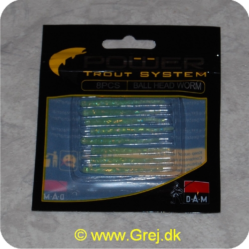 4044641093249 - Power Trout system Ball Head Worm - 8 stk - Luminous glitter - Små bløde softbaits. der sættes på krogen
