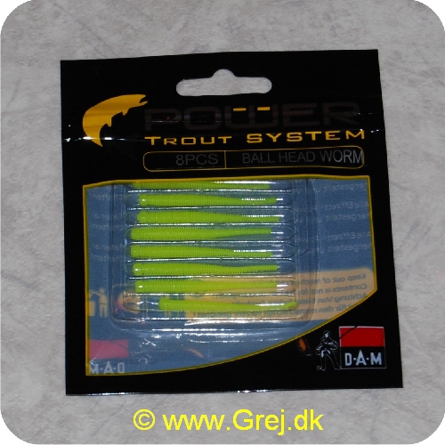 4044641093287 - Power Trout system Ball Head Worm - 8 stk - Neon Grøn - Små bløde softbaits. der sættes på krogen