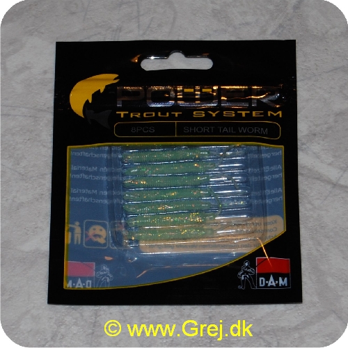 4044641093317 - Power Trout system Short Tail Worm - 8 stk - Luminous Glitter - Små bløde softbaits. der sættes på krogen