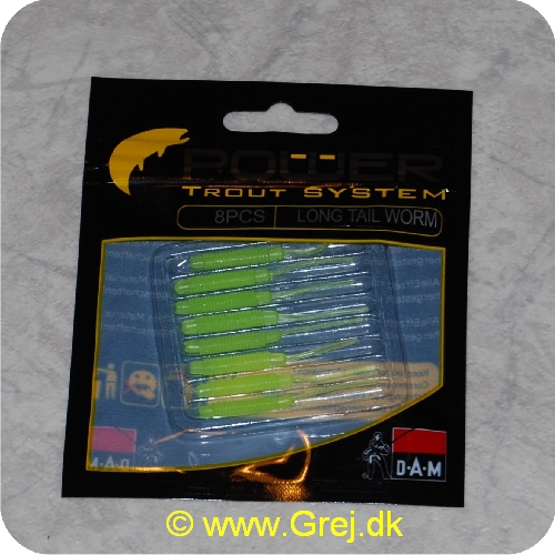 4044641093416 - Power Trout system Long Tail Worm - 8 stk - Lemon - Små bløde softbaits. der sættes på krogen