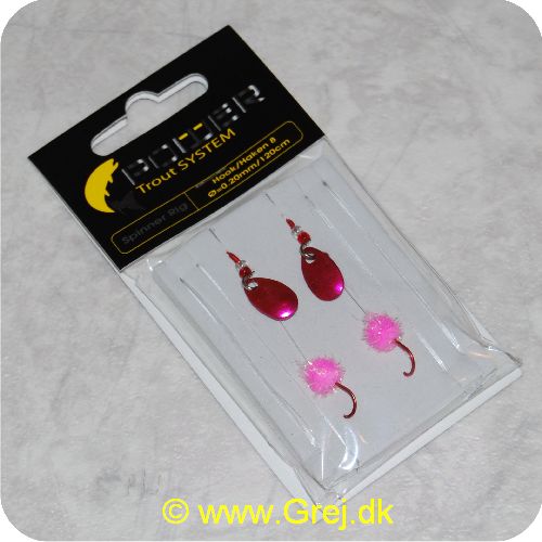 4044641095564 - Power Trout System Spinner rig - Krog str. 8 - Line 0,20mm/120cm lang - Pink spinneblade - Små lette spinnerigs, der kan bruges både til UL-spinnestang og fluestang