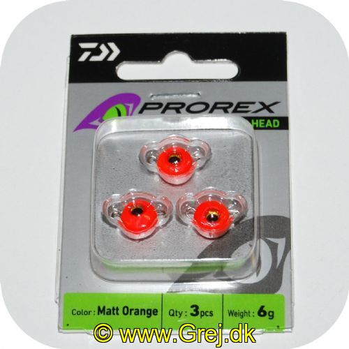 4059845007862 - Daiwa Prorex Flex Jig Head Tungsten - Med øjer - Matt Orange - 3 stk. - 6 gram