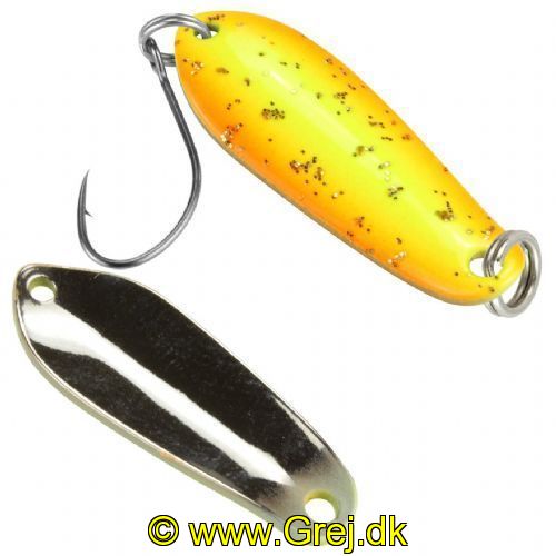 4250203334938 - FTM Fishing Tackle Max Skeblink Boogie 1.6g - Gul med Orange kanter og sølv nister og sølvblank bagside<BR>
<BR>FTM FTM Fishing Tackle Max Skeblink Boogie er en mini skeblink for UL fiskeriet som er meget voksende i disse år efter alle ørred arter.