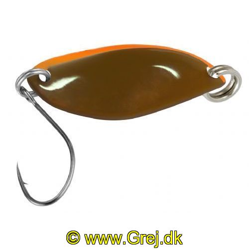 4250203344616 - FTM Fishing Tackle Max Skeblink Fly 1.2g -  Olive brun med orange kant og Olive brun bag side<BR>
<BR>FTM FTM Fishing Tackle Max Skeblink Tango er en mini skeblink for UL fiskeriet som er meget voksende i disse år efter alle ørred arter.