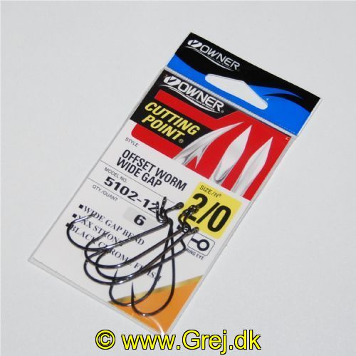 4953873000836 - Owner - Cutting Point - Owersize Worm Wide Gap Hook - Str. 2/0 - 6 stk.