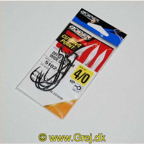 4953873000850 - Owner - Cutting Point - Owersize Worm Wide Gap Hook - Str. 4/0 - 5 stk.