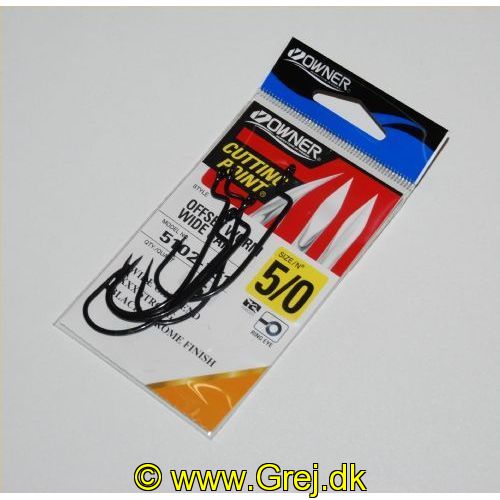 4953873000867 - Owner - Cutting Point - Owersize Worm Wide Gap Hook - Str. 5/0 - 5 stk.