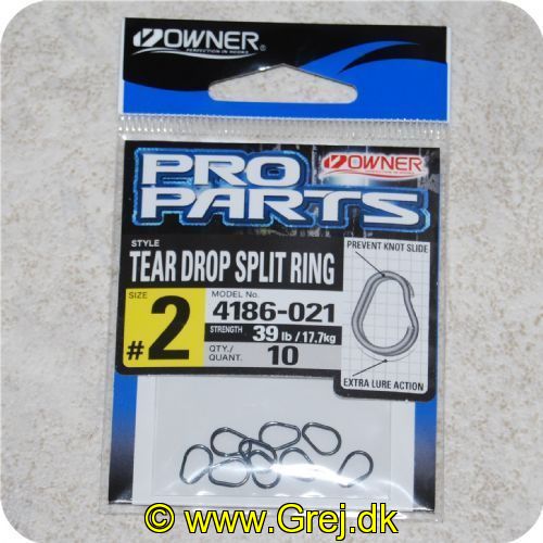 4953873016875 - Owner Pro Parts - Tear Drop springringe - Str. 2 - 10 stk. - Testet til 17.7 kg