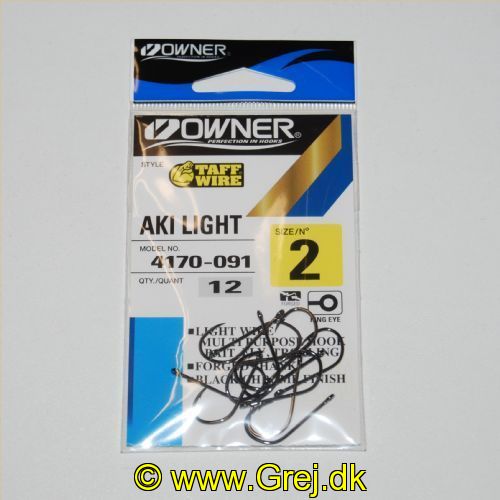 4953873018756 - Owner Aki Light (Taff Wire) - Model: 4170-091 - Enkeltkroge - 12 stk - Meget skarpe - Str. 2 - Ekstra stærke da de er lavet af Taff Wire